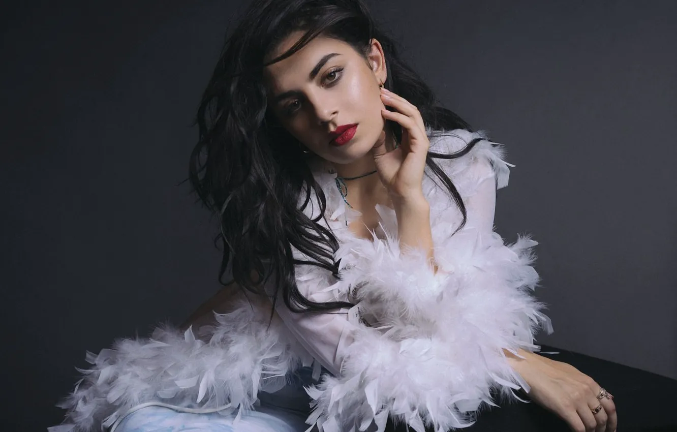 Photo wallpaper feathers, singer, photoshoot, Charli XCX, Charlotte Emma Aitchison, Time magazine, Aaron Hewitt