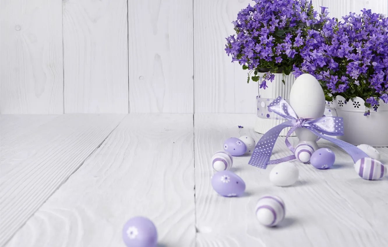 Photo wallpaper flowers, eggs, Easter, flowers, lavender, spring, Easter, eggs