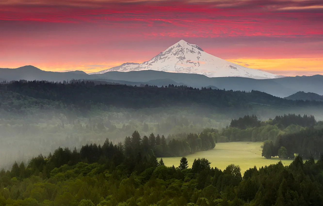 Photo wallpaper Oregon, Mount Hood, Sandy River Valley, Jonsrud Viewpoint