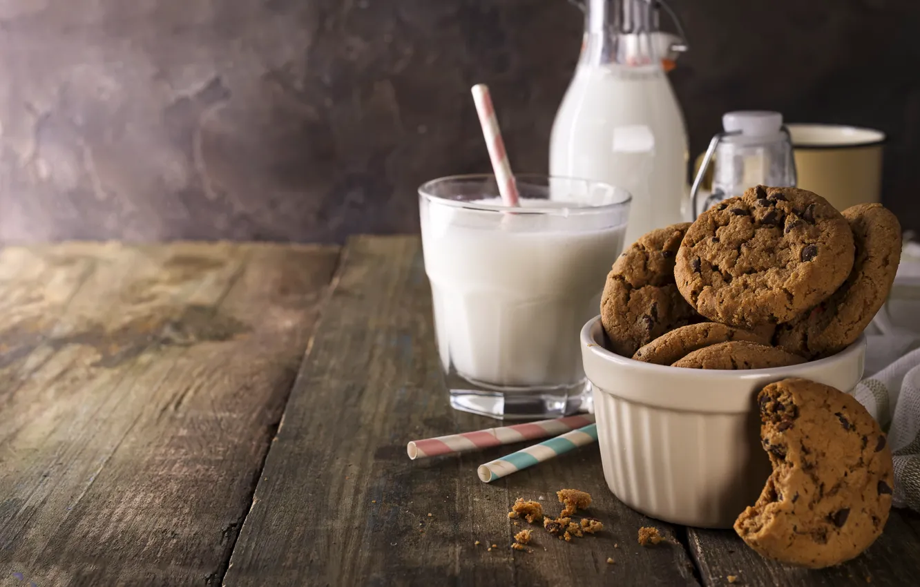 Photo wallpaper milk, cookies, chocolate, Myfoodie