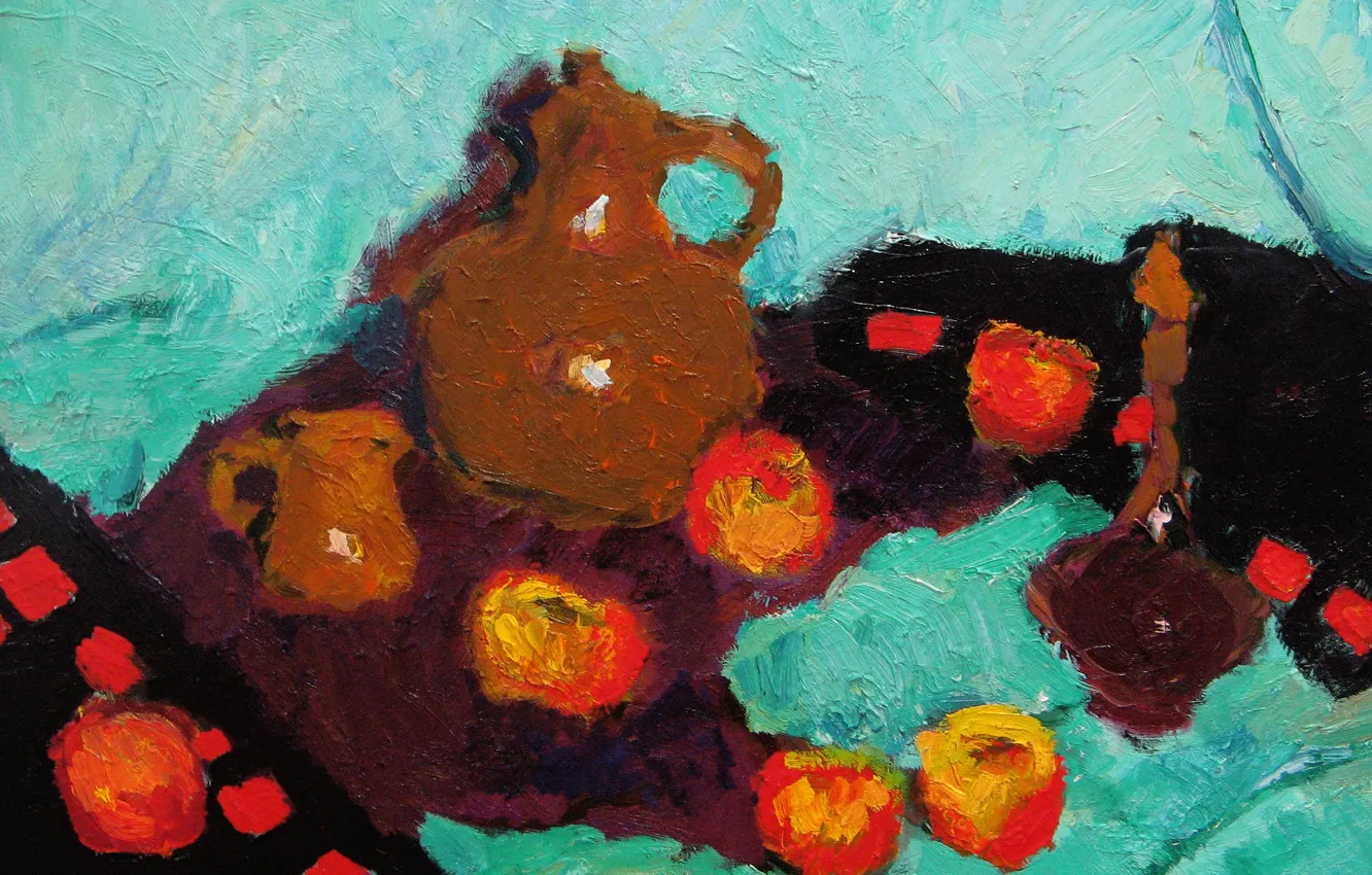 Photo wallpaper apples, 2006, mug, still life, decanter, The petyaev
