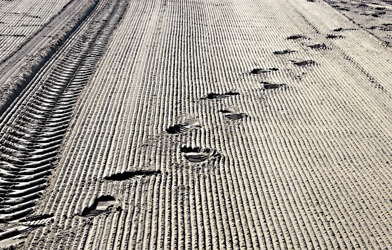 Photo wallpaper Sand, Traces, Frontier