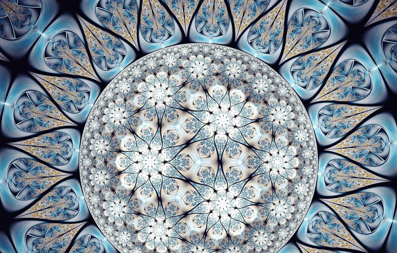 Photo wallpaper flower, blue, pattern