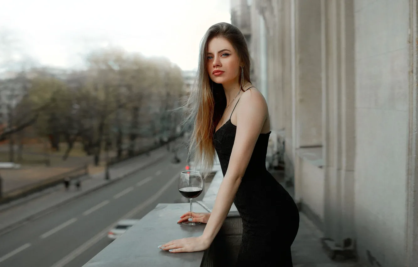 Photo wallpaper look, figure, dress, long hair, dress, in black, Alexey Yakovlev, Alexey Yakovlev