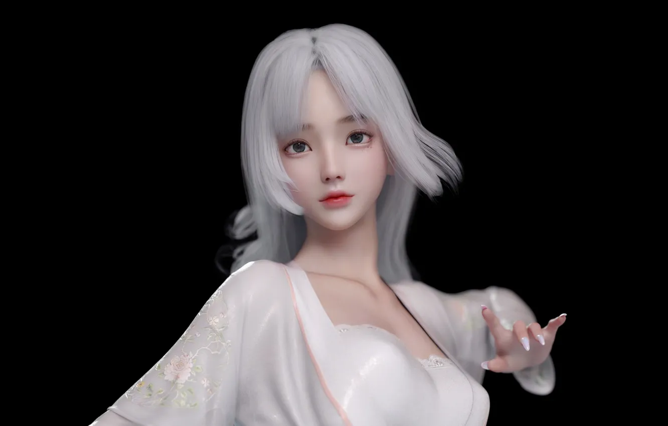 Photo wallpaper girl, anime, blonde, asian