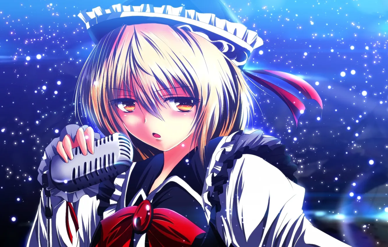 Photo wallpaper look, girl, microphone, touhou, art, song, nekominase, Lunasa Prismriver