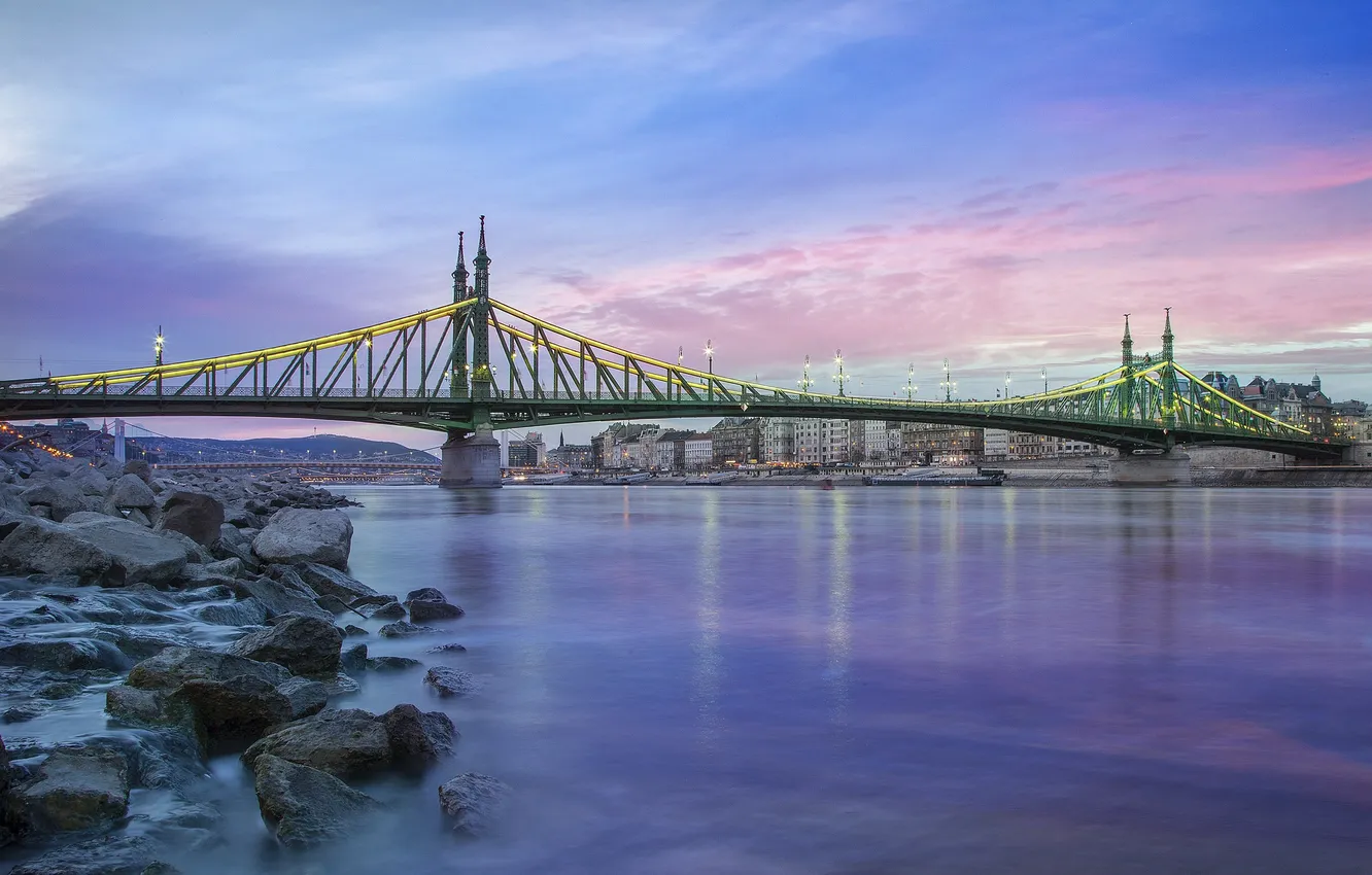 Photo wallpaper river, Hungary, Hungary, Budapest, The Danube, Budapest, Liberty Bridge