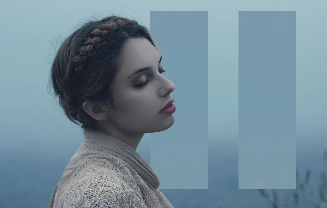 Photo wallpaper girl, silhouette, pause