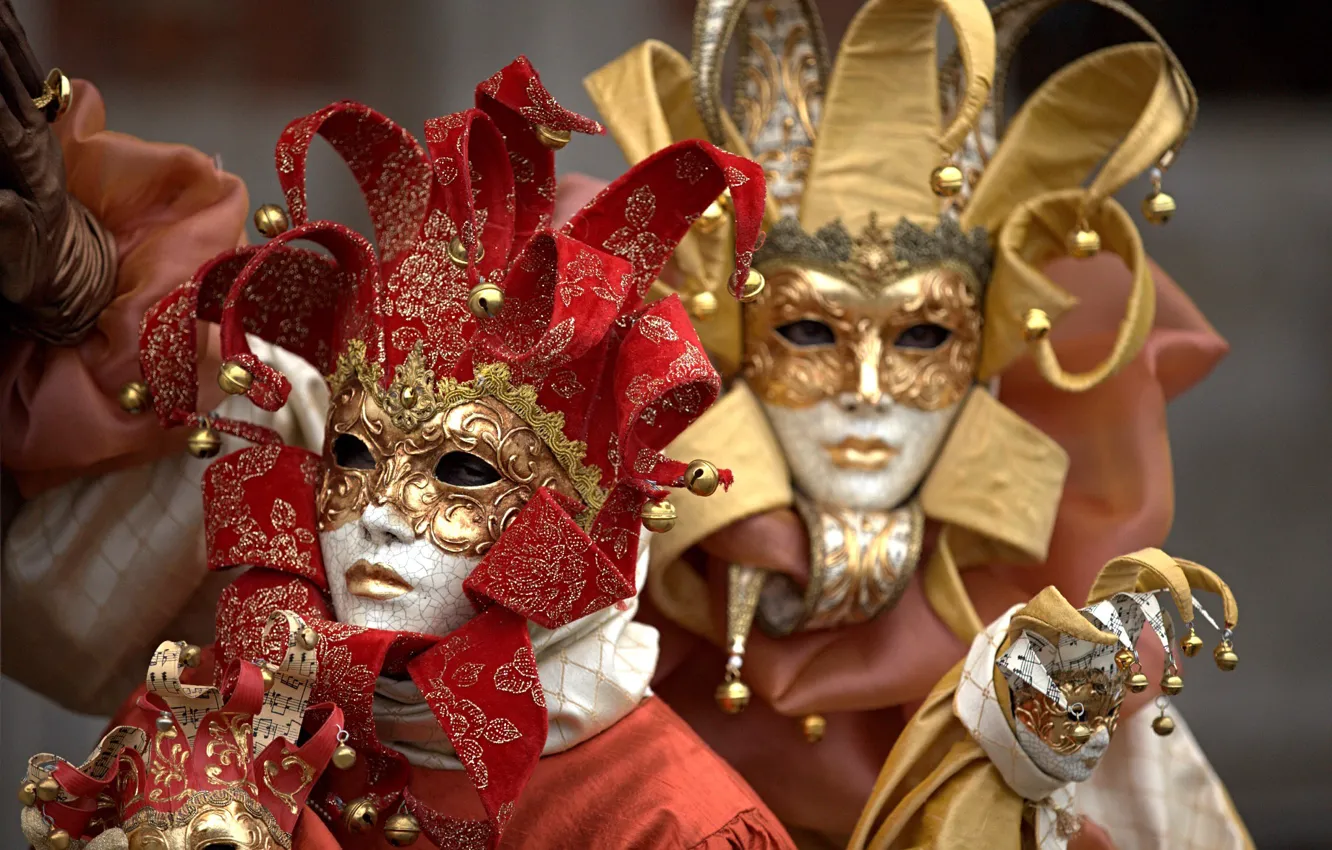 Photo wallpaper pair, Venice, carnival, mask, costumes