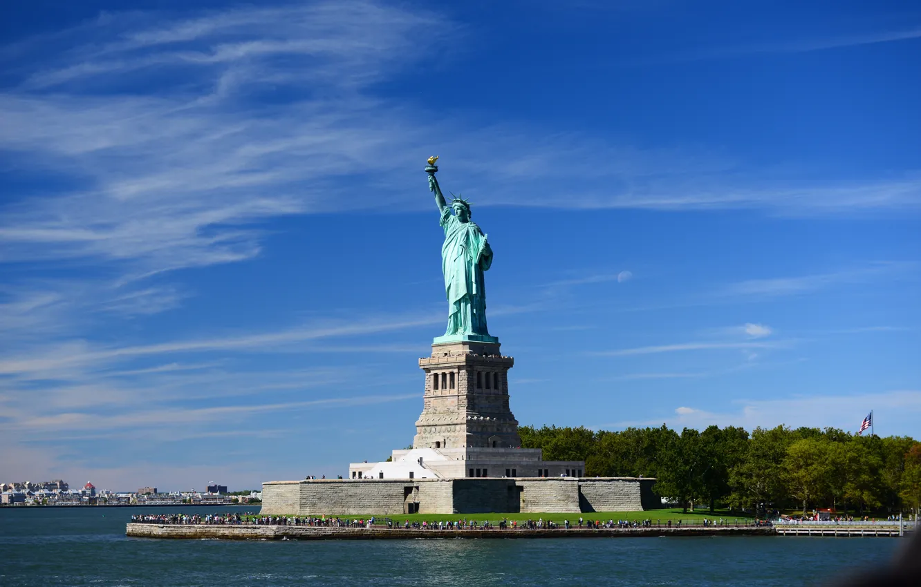 Photo wallpaper the statue of liberty, New York, New York, Liberty, Liberty island