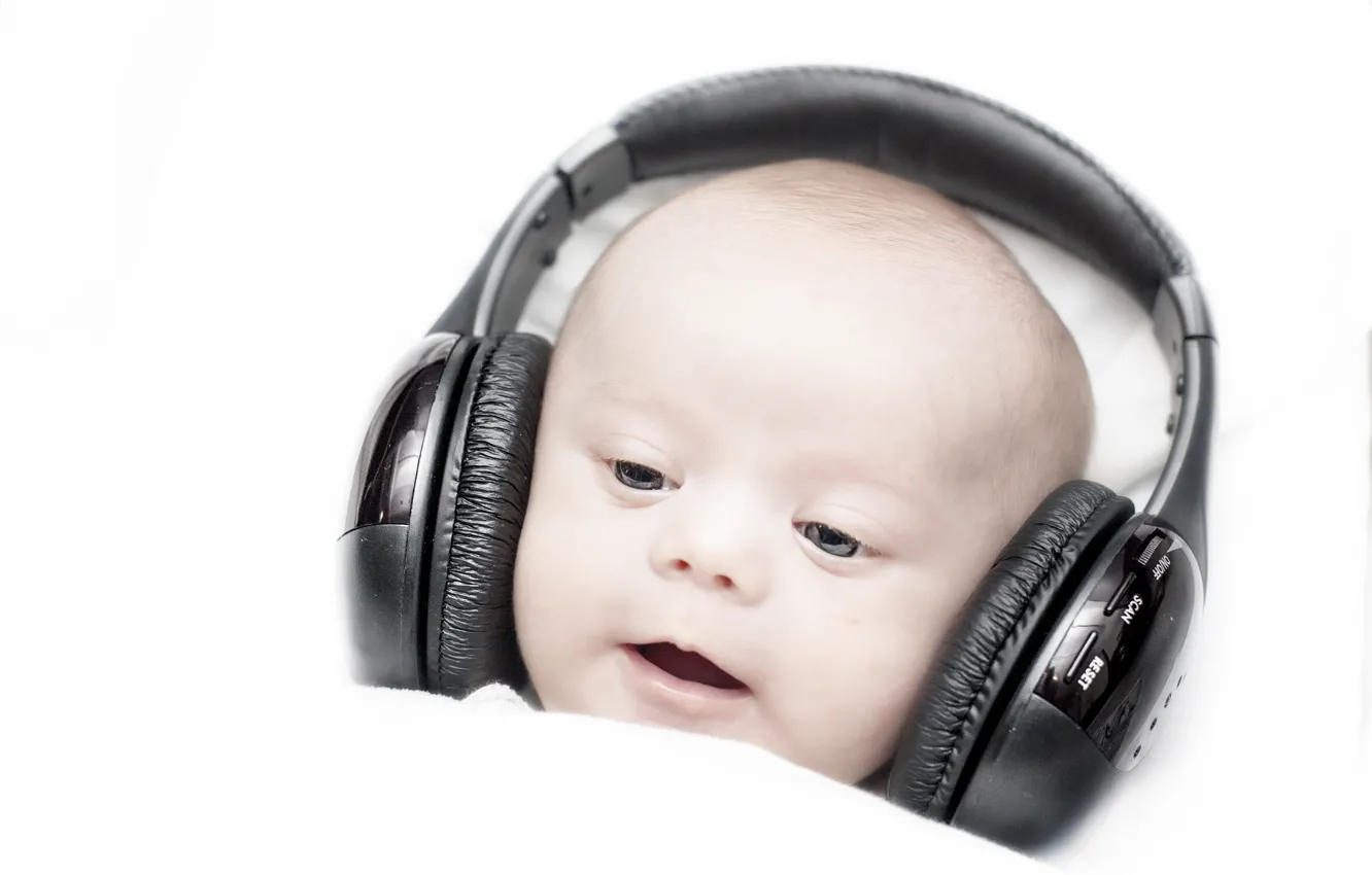 Photo wallpaper music, headphones, child