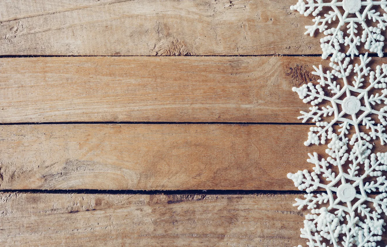 Photo wallpaper winter, trees, snowflakes, Board, new year, wood, winter, background