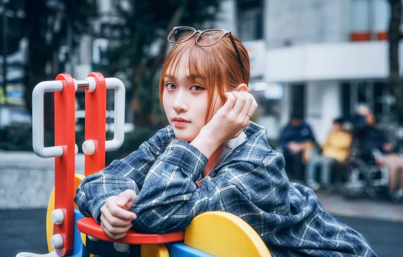 Photo wallpaper look, girl, shirt, Asian