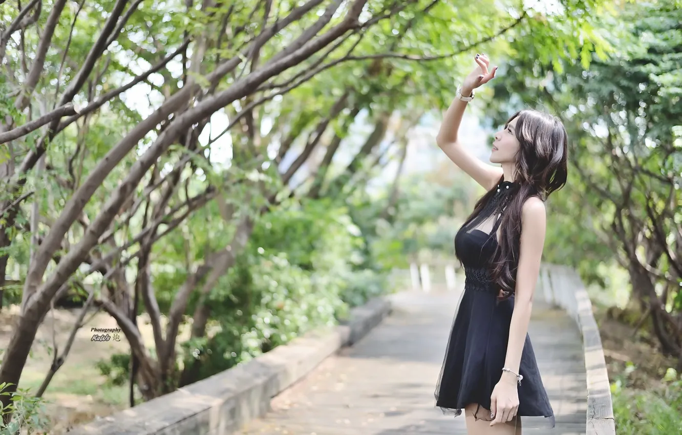 Photo wallpaper girl, street, Asian