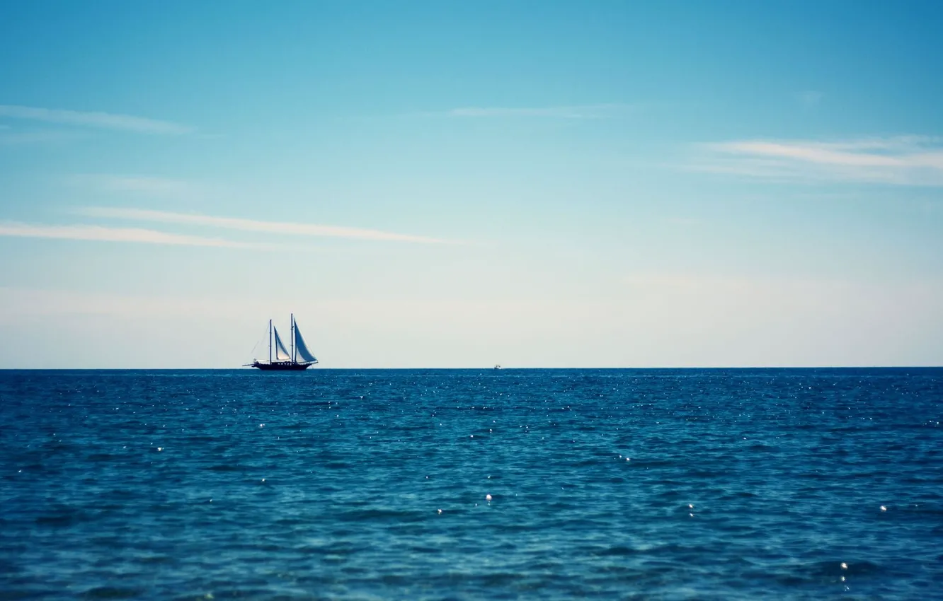 Photo wallpaper sea, summer, the sky, blue, yacht, horizon