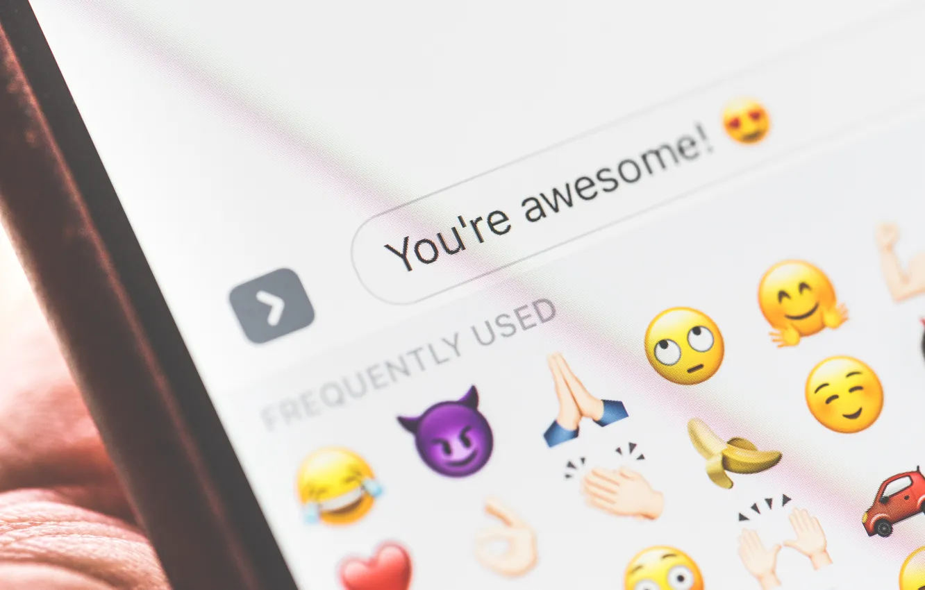 Photo wallpaper smile, phone, smiley, screen, message