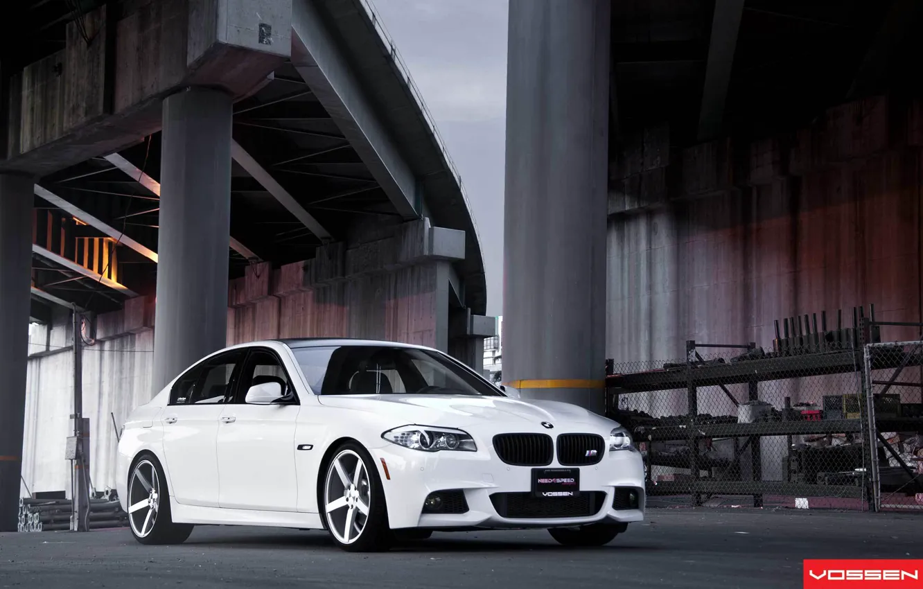 Photo wallpaper BMW, white, tuning, 5 series, f10, vossen