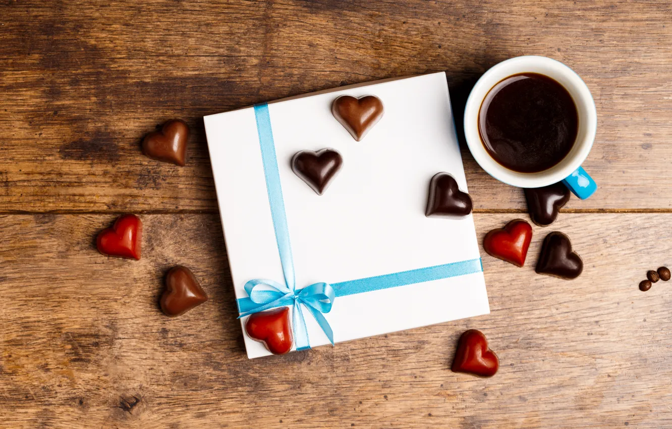 Photo wallpaper candy, Cup, hearts