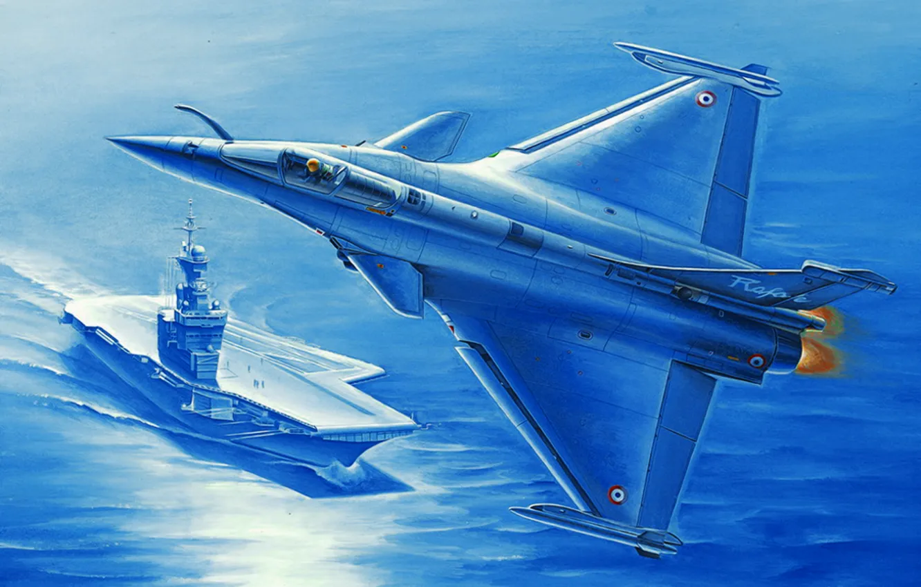 Photo wallpaper art, painting, jet, Dassault Rafale