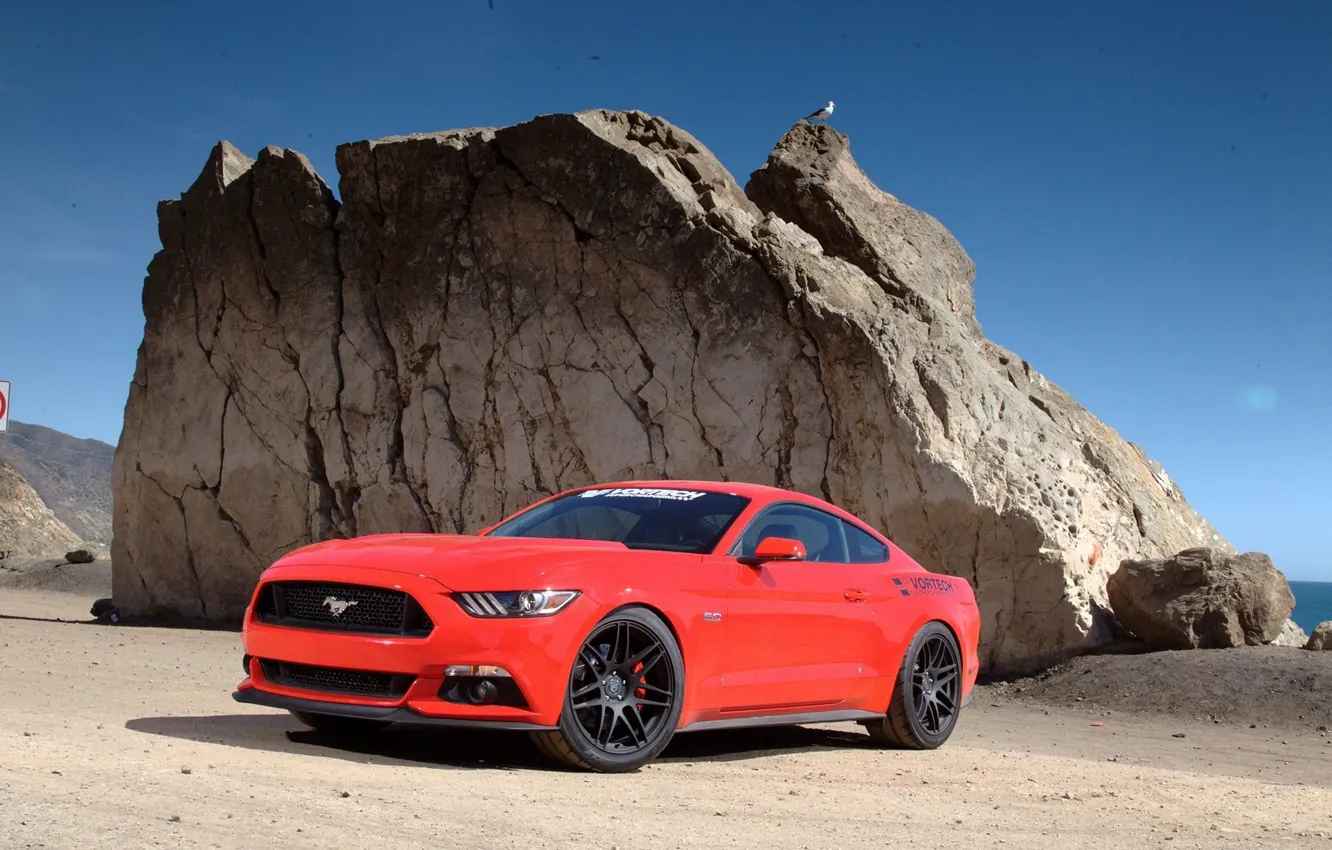 Photo wallpaper Mustang, Ford, Muscle, USA, Supercar, Competition, 2015