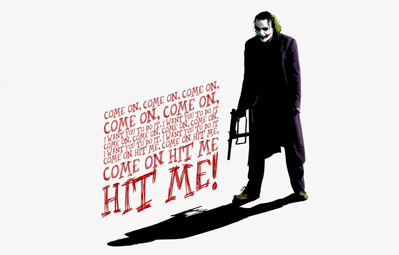 Photo wallpaper Joker, costume, machine, The Dark Knight, words, Joker, Heath Ledger, Heath Ledger