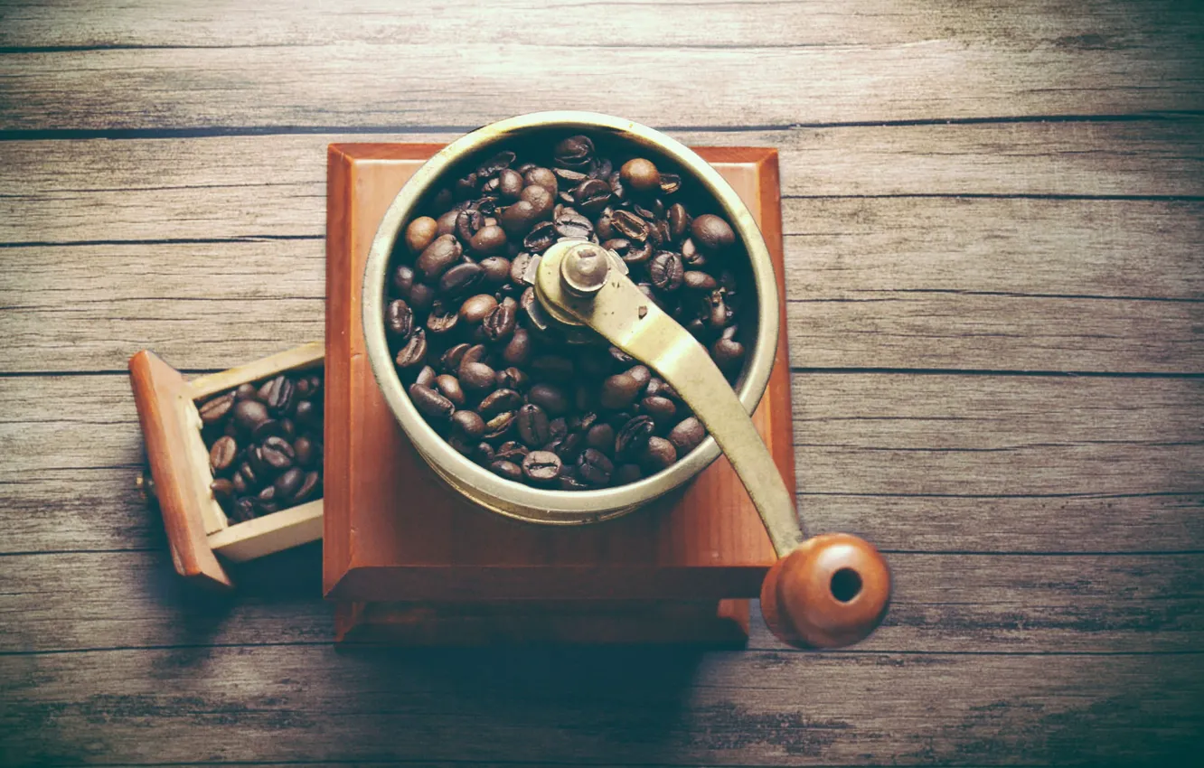 Photo wallpaper coffee, coffee beans, coffee grinder