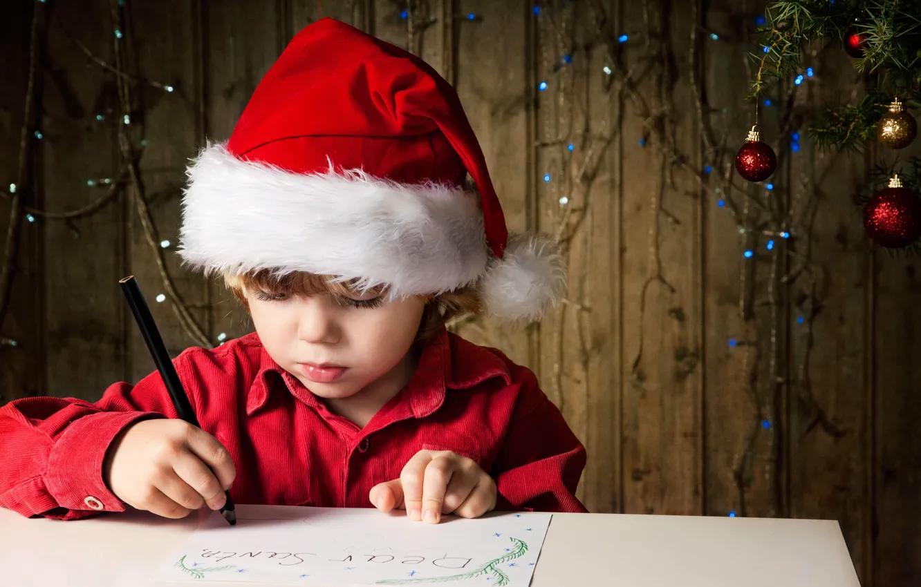 Photo wallpaper letter, children, holiday, Christmas decorations