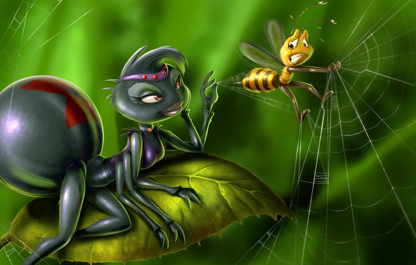 Photo wallpaper bee, A_Bug s Death, spider, populace