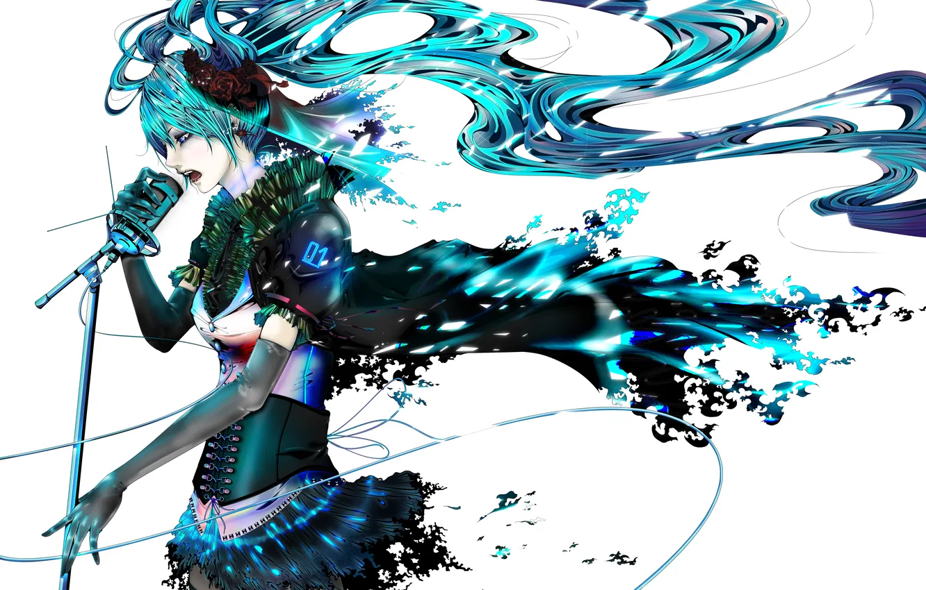 Photo wallpaper vocaloid, hatsune miku, sings