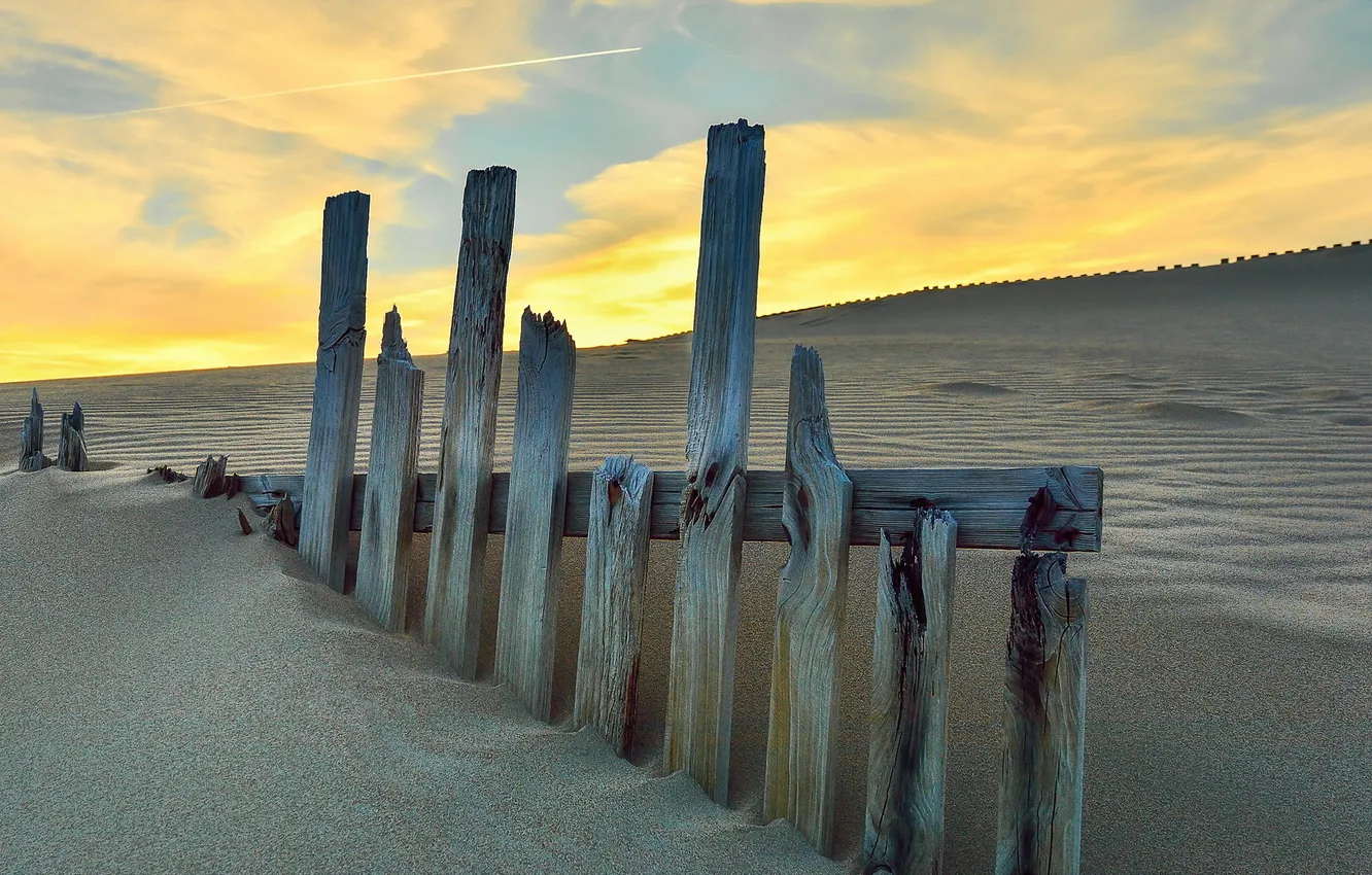 Photo wallpaper sand, landscape, the fence