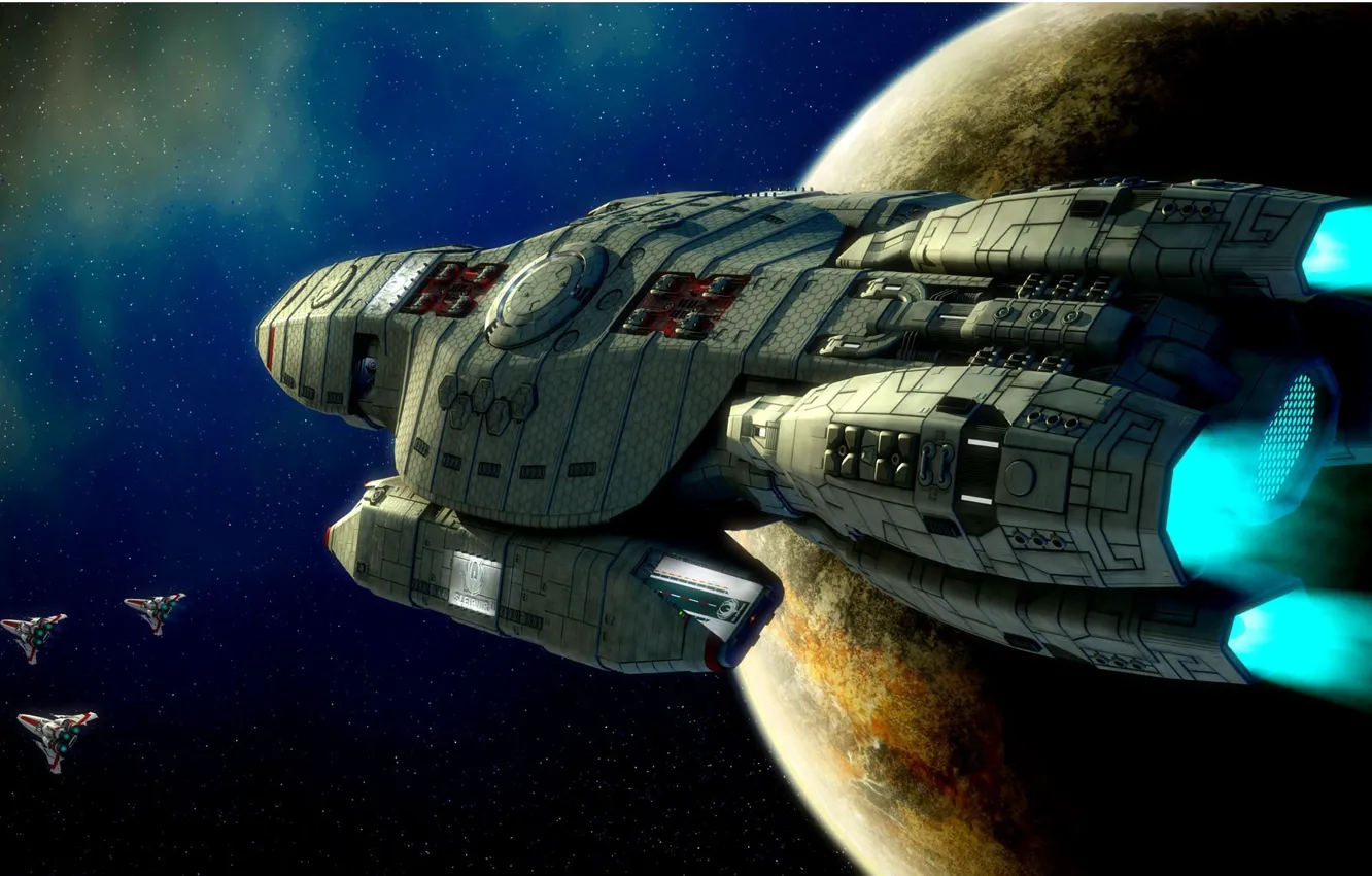 Photo wallpaper space, spaceships, battlestar sleipner