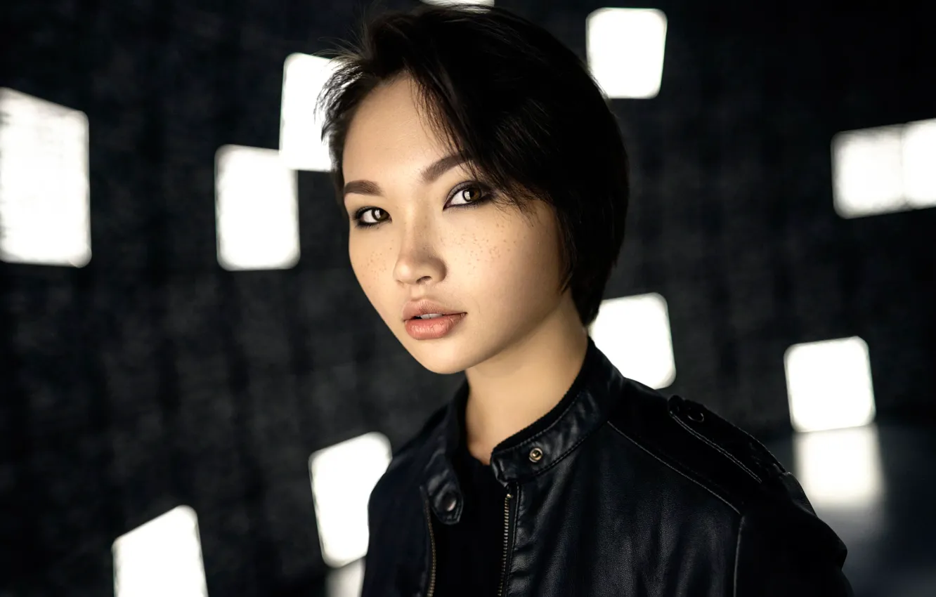 Photo wallpaper freckles, Maxim Guselnikov, portrait photo, Karina Kim