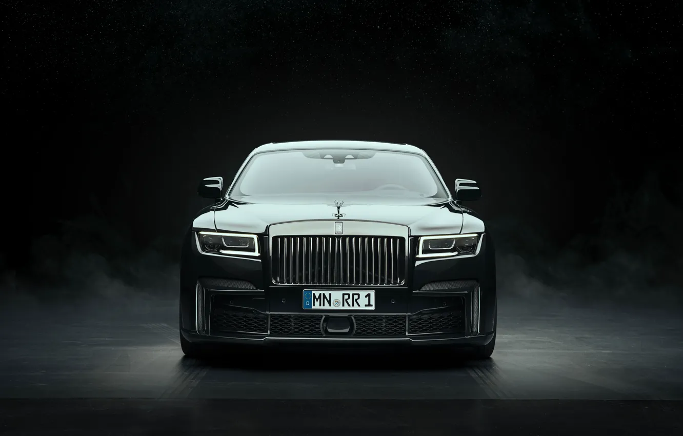 Photo wallpaper car, Rolls-Royce, Ghost, front view, Rolls-Royce Black Badge Ghost