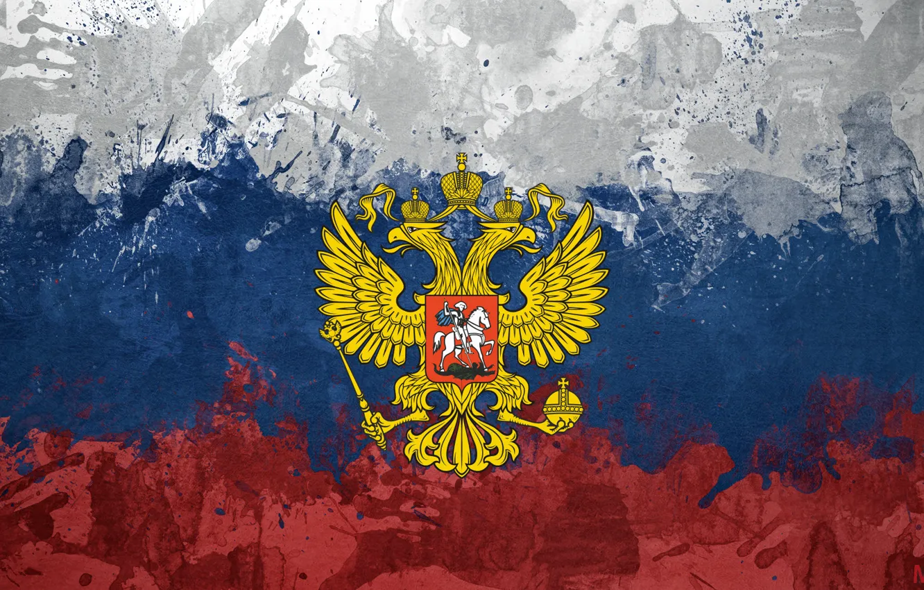 Photo wallpaper eagle, flag, Russia, coat of arms, tricolor, made it myself (=