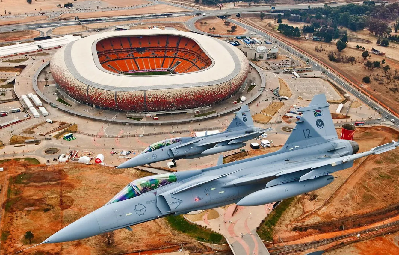 Photo wallpaper Parking, stadium, Gripen, JAS 39, Swedish multi-role fighter of the fourth generation, span, You CAN