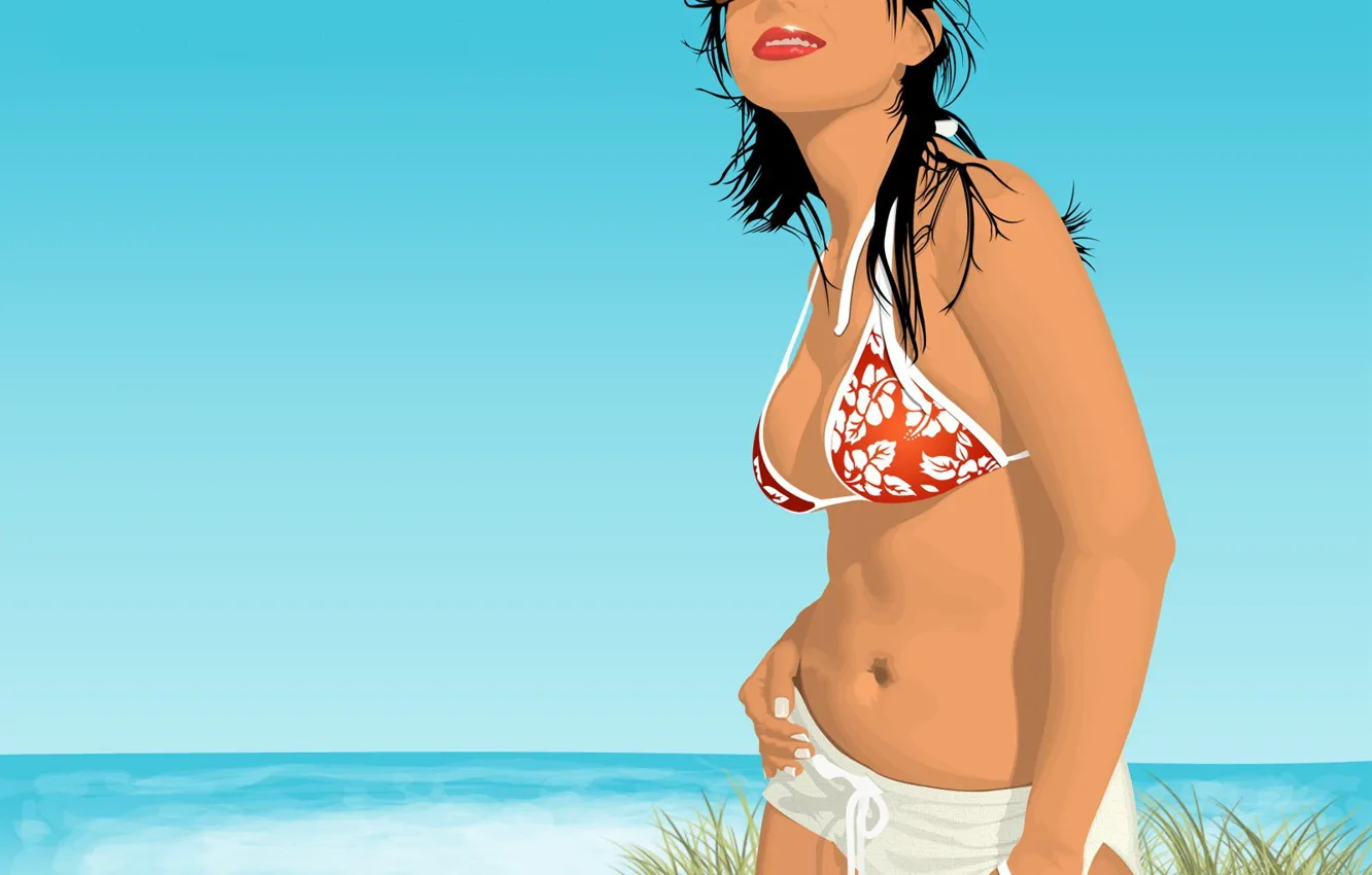 Photo wallpaper swimsuit, girl, vector