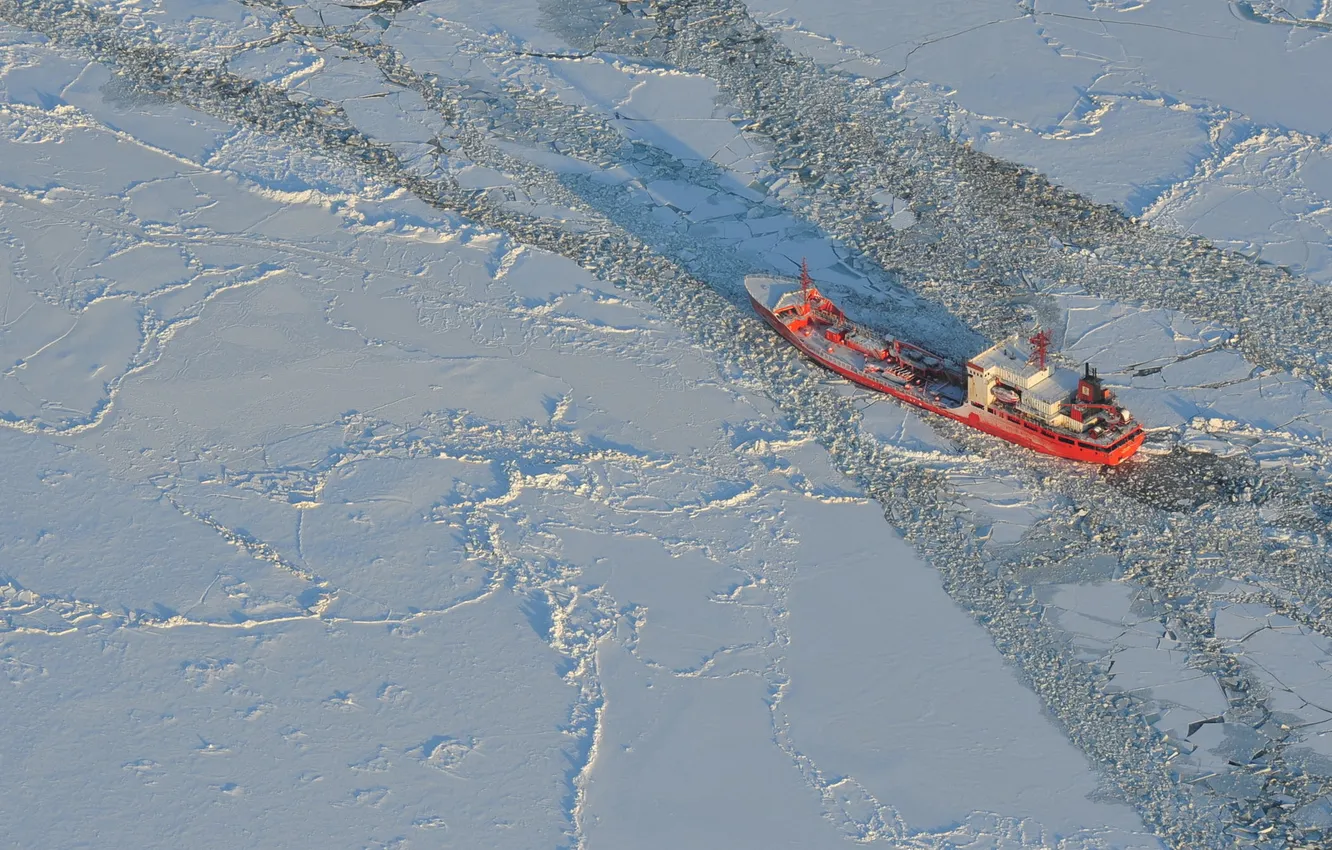 Photo wallpaper ship, ice, North, icebreaker