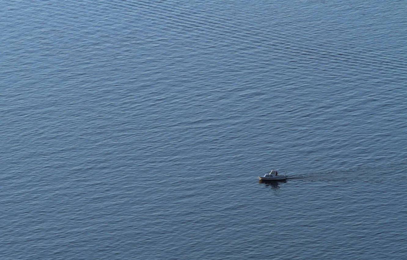 Photo wallpaper sea, ship, minimalism