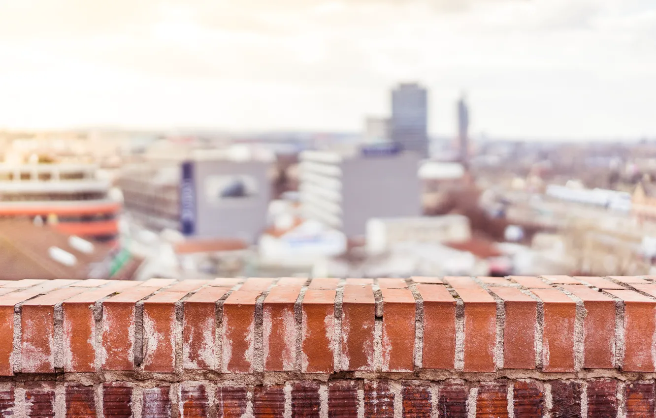 Photo wallpaper the city, street, brick, balcony