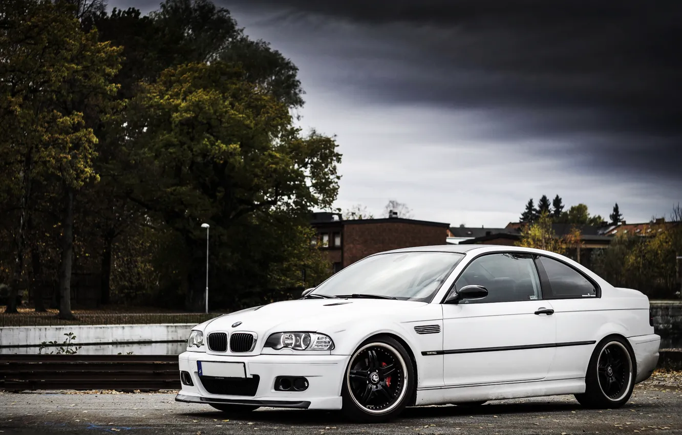 Photo wallpaper BMW, white, E46