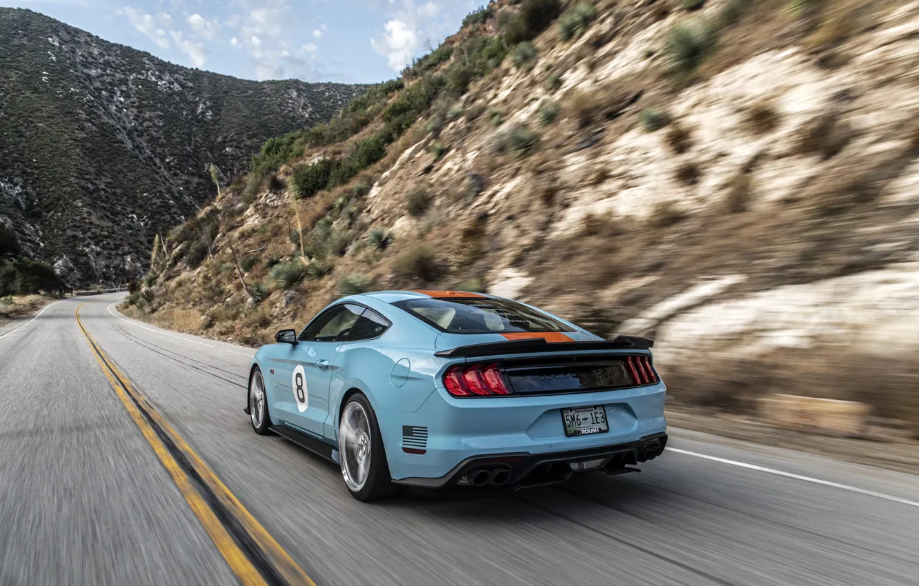 Photo wallpaper speed, Mustang, Ford, rear view, Mustang GT, Roush, 2019, Performance Stage 3