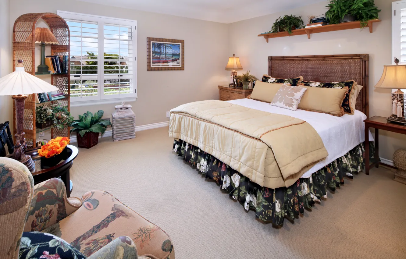 Photo wallpaper bed, interior, bedroom, Bedroom, Interior.Design