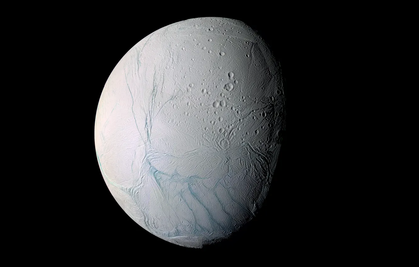 Photo wallpaper planet, Enceladus, Solar System, Saturn's moon