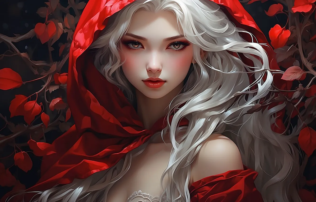 Wallpaper red, girl, hot, fantasy art, mysterious, AI Art for mobile ...