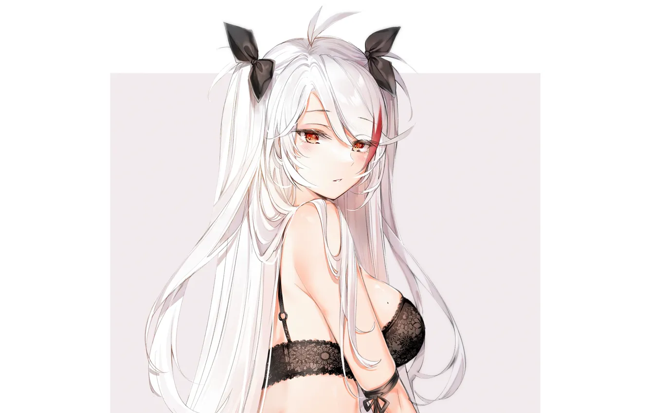 Photo wallpaper girl, sexy, lingerie, bra, cleavage, long hair, boobs, anime