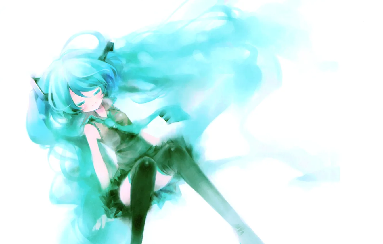Photo wallpaper girl, stockings, anime, art, form, vocaloid, hatsune miku, Vocaloid
