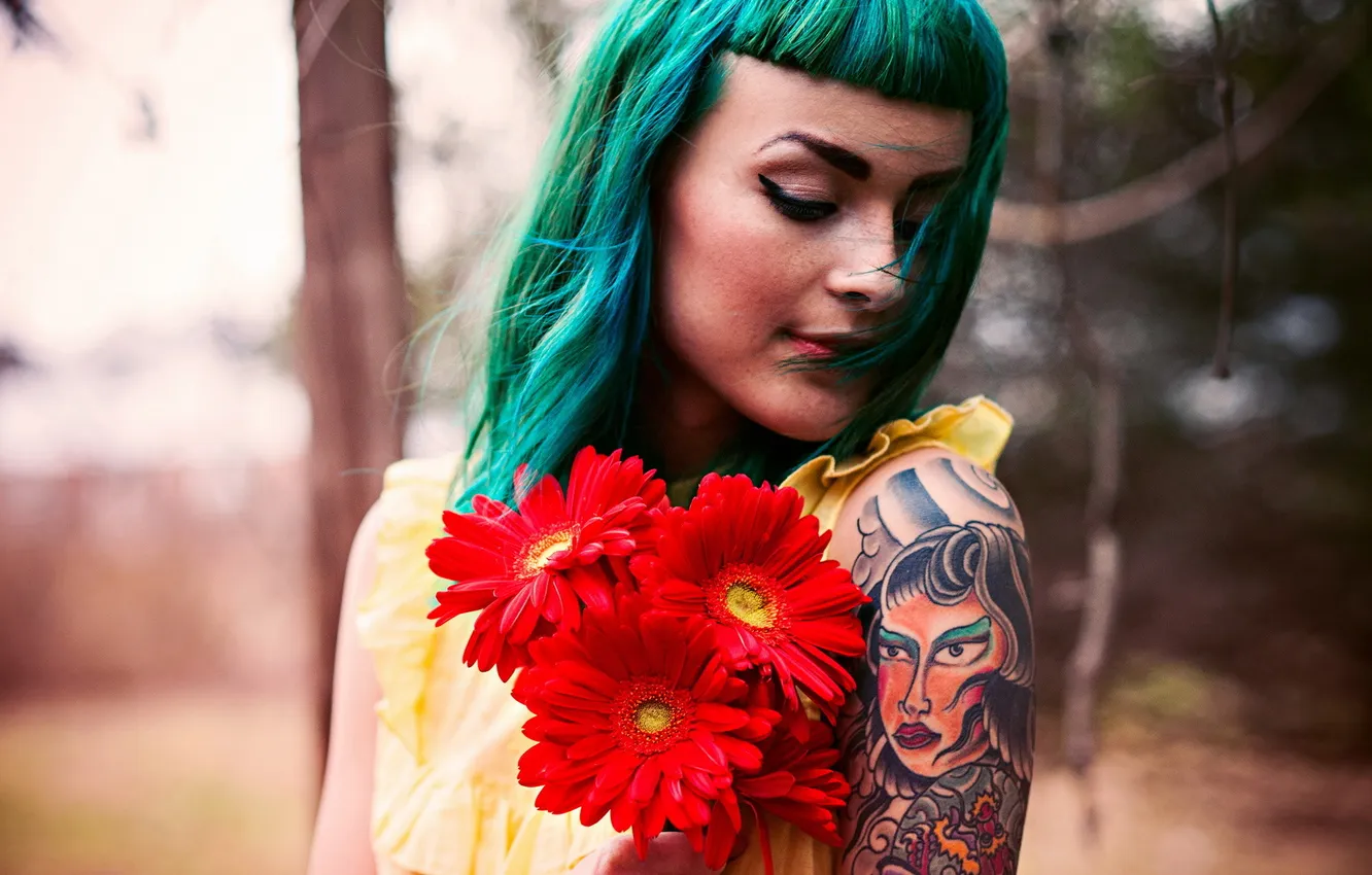 Photo wallpaper flowers, tattoo, Black McGnarley