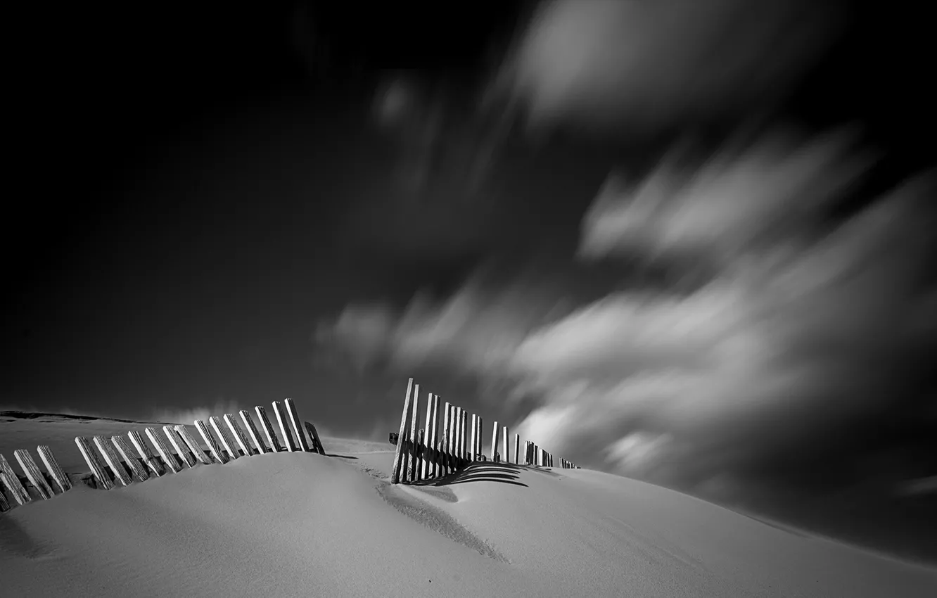 Photo wallpaper beach, the fence, dunes