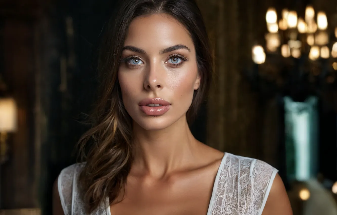 Photo wallpaper girl, mouth lips, face, face beautiful