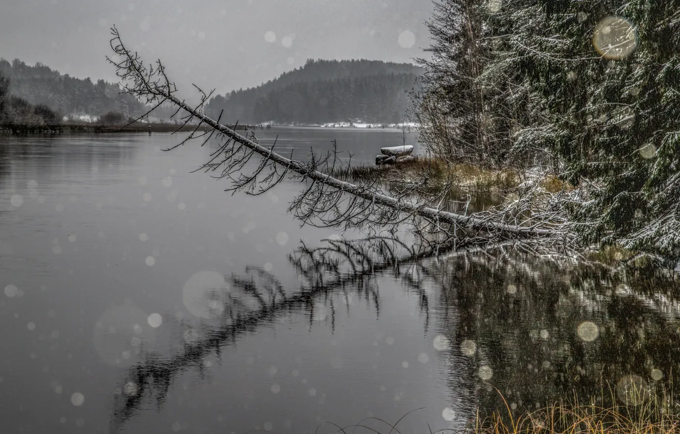 Photo wallpaper river, Finland, winter is coming, November
